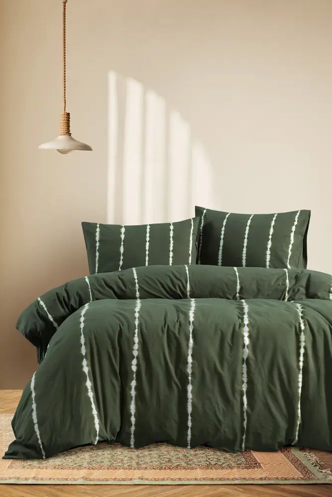 Bambi Stripe Pamuk Nevresim Seti – Haki