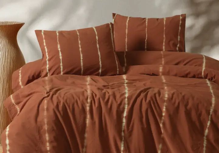 Bambi Stripe Pamuk Nevresim Seti – Kiremit
